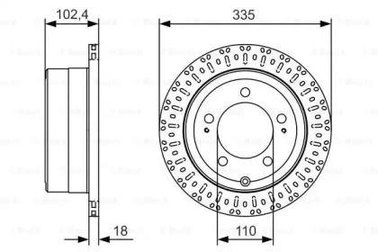 Вентилируемый тормозной диск на Тайота Ленд Крузер  Bosch 0 986 479 A61.