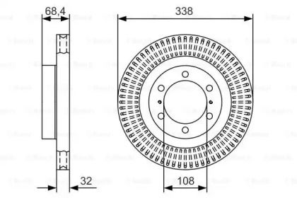 Вентилируемый тормозной диск на Тайота Ленд Крузер Прадо  Bosch 0 986 479 A65.