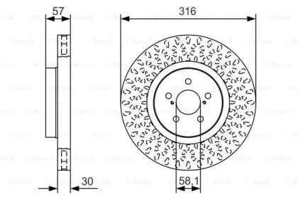 Вентильований гальмівний диск на Субару Форестер  Bosch 0 986 479 A81.