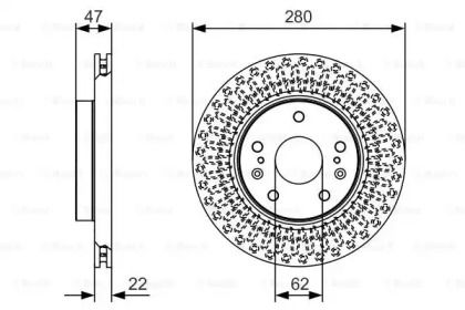 Вентилируемый тормозной диск на Сузуки Витара  Bosch 0 986 479 C40.