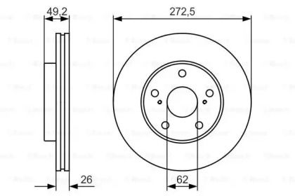 Вентилируемый тормозной диск на Тайота Аурис  Bosch 0 986 479 R45.