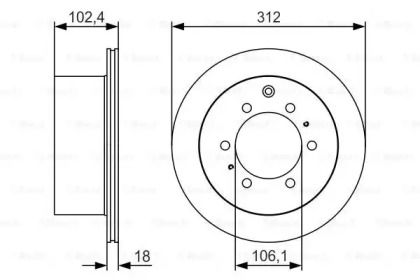Вентилируемый тормозной диск на Тайота Ленд Крузер  Bosch 0 986 479 R57.