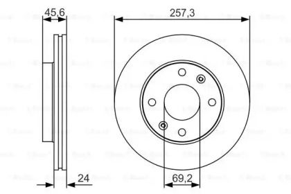 Вентильований гальмівний диск на Хендай Елантра 3 Bosch 0 986 479 S03.