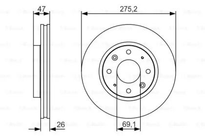 Вентильований гальмівний диск на Кіа Серато  Bosch 0 986 479 S28.
