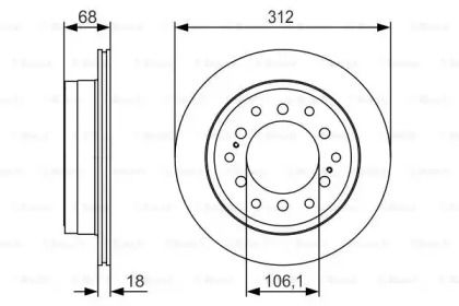 Вентильований гальмівний диск на Лексус Джі Ікс  Bosch 0 986 479 S36.