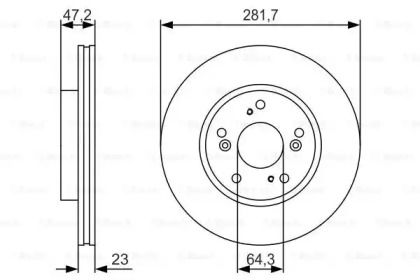 Вентильований гальмівний диск на Хонда ЦРВ 2 Bosch 0 986 479 S47.