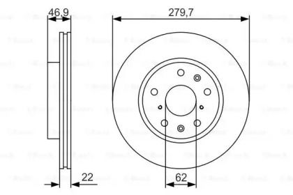 Вентильований гальмівний диск на Сузукі СХ4  Bosch 0 986 479 S58.