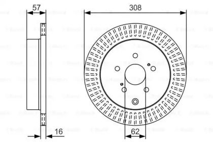 Вентилируемый тормозной диск на Сузуки Гранд Витара  Bosch 0 986 479 T16.
