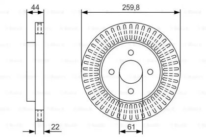 Вентильований гальмівний диск на Ніссан Мікра  Bosch 0 986 479 U02.