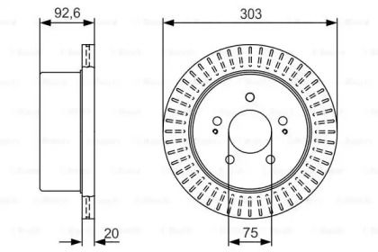 Вентильований гальмівний диск на Хендай Н1  Bosch 0 986 479 V26.