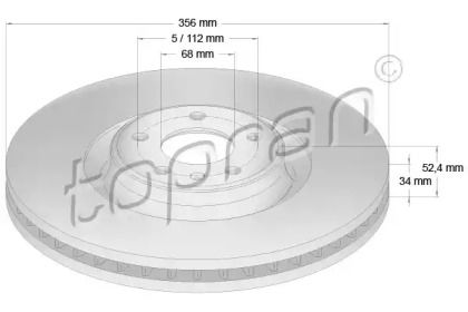 Вентильований передній гальмівний диск на Ауді А6 С7 Topran 116 385.