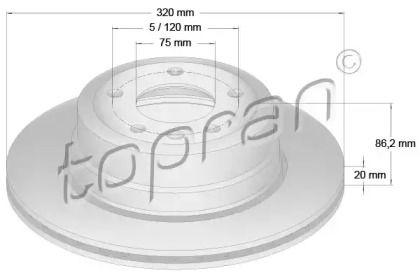 Вентилируемый задний тормозной диск Topran 502 874.