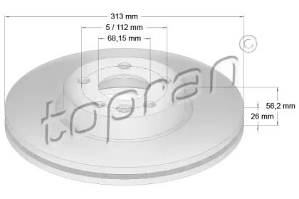 Вентилируемый передний тормозной диск на Ford Galaxy  Topran 110 431.