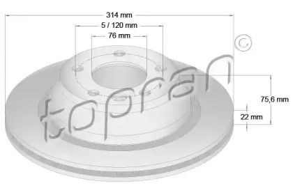 Вентильований задній гальмівний диск Topran 110 430.
