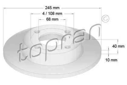 Задний тормозной диск на Audi 90  Topran 107 089.