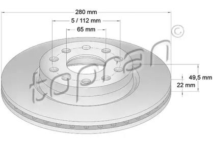 Вентилируемый передний тормозной диск на Фольксваген Битл  Topran 110 074.