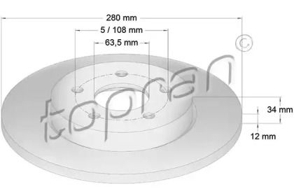 Задній гальмівний диск на Ford Mondeo 3 Topran 301 957.