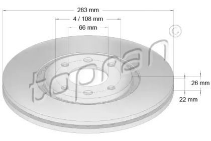 Вентилируемый передний тормозной диск на Ситроен Ксантия  Topran 720 245.