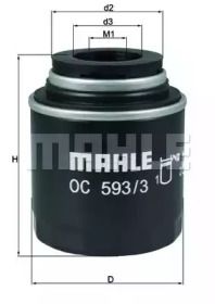 Масляний фільтр на Skoda Octavia A5  Mahle OC 593/3.