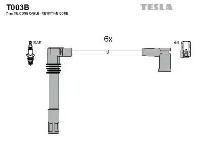Высоковольтные провода зажигания на Audi A4  Tesla T003B.