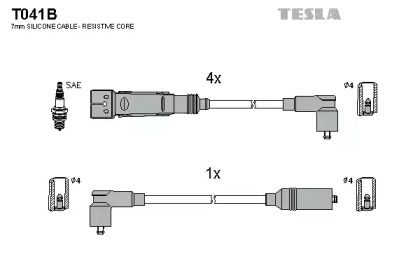 Высоковольтные провода зажигания на Шкода Октавия Тур  Tesla T041B.
