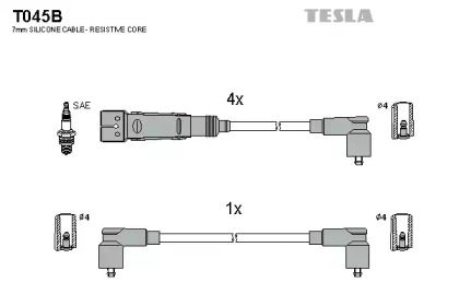 Високовольтні дроти запалювання на Фольксваген Поло  Tesla T045B.