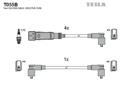 Високовольтні дроти запалювання на Фольксваген Кадді  Tesla T055B.