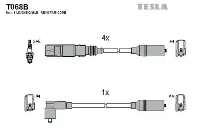 Высоковольтные провода зажигания на Фольксваген Пассат  Tesla T068B.