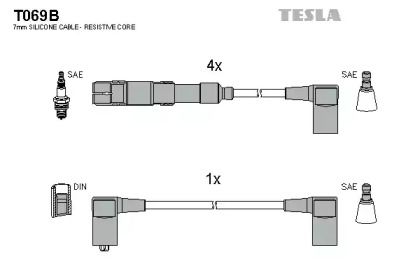 Високовольтні дроти запалювання на Мерседес С Клас  Tesla T069B.