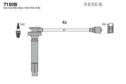 Высоковольтные провода зажигания на Субару Форестер  Tesla T180B.
