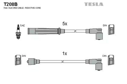Высоковольтные провода зажигания на Ауди 80  Tesla T208B.