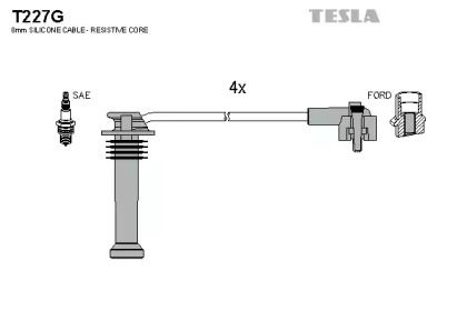Высоковольтные провода зажигания на Форд Фиеста  Tesla T227G.