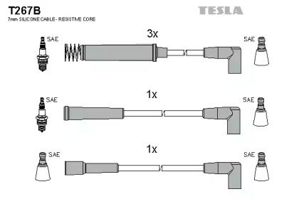 Высоковольтные провода зажигания на Опель Аскона  Tesla T267B.