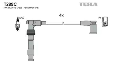 Высоковольтные провода зажигания на Опель Корса  Tesla T289C.
