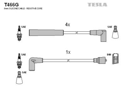 Высоковольтные провода зажигания на Форд Скорпио  Tesla T466G.