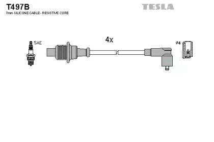 Високовольтні дроти запалювання на Пежо 309  Tesla T497B.