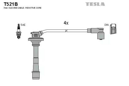 Высоковольтные провода зажигания на Toyota Corolla  Tesla T521B.