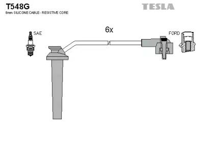 Высоковольтные провода зажигания на Форд Мондео  Tesla T548G.