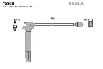 Високовольтні дроти запалювання на Субару Імпреза  Tesla T580B.