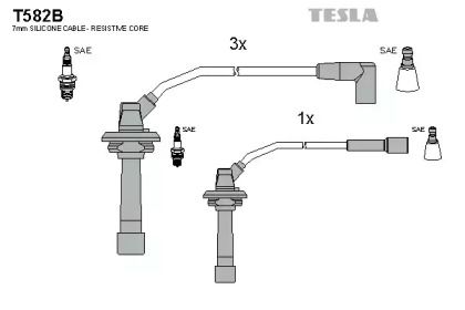 Високовольтні дроти запалювання на Субару Імпреза  Tesla T582B.