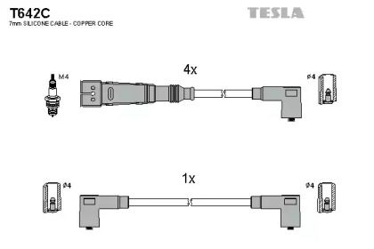 Высоковольтные провода зажигания на Шкода Фелиция  Tesla T642C.