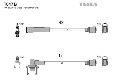 Высоковольтные провода зажигания Tesla T647B.