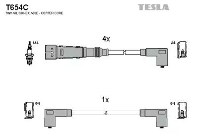 Высоковольтные провода зажигания на Volkswagen Derby  Tesla T654C.