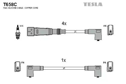 Высоковольтные провода зажигания Tesla T658C.