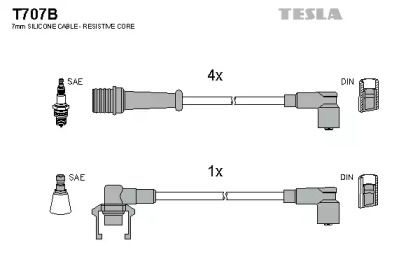 Высоковольтные провода зажигания на Renault 25  Tesla T707B.