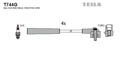 Высоковольтные провода зажигания на Ford Fiesta  Tesla T744G.