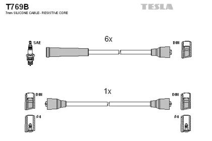 Высоковольтные провода зажигания на Opel Omega  Tesla T769B.