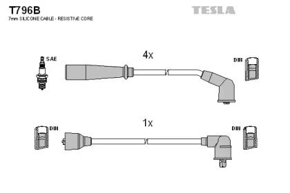 Высоковольтные провода зажигания на Киа Сефия  Tesla T796B.