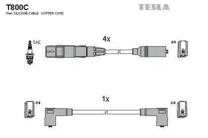 Высоковольтные провода зажигания Tesla T800C.