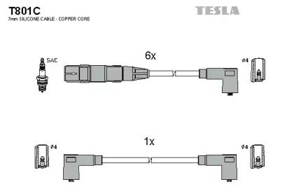 Высоковольтные провода зажигания Tesla T801C.
